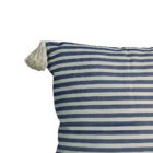 Capa De Almofada Em Algodão Listrada Azul Com Pompons