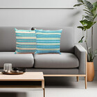Capa De Almofada Etnica Palha 45x45  Listrado Azul