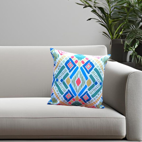 Capa De Almofada Etnica Palha 45x45  Losango Verde