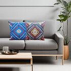 Capa De Almofada Etnica Palha 45x45  Tribal Azul