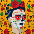 Capa de Almofada Frida Kahlo Face and Flowers 45x45cm - Urban