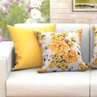 Capa De Almofada Grande Amarela Floral Estampada 6 Unidades 6
