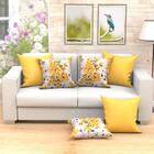 Capa De Almofada Grande Amarela Floral Estampada 6 Unidades 6