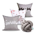 Capa De Almofada Gratidão Cinza Para Quarto Ou Sala Kit 3 Cap