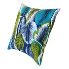 Capa De Almofada Jacquard Folhas Azul