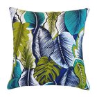 Capa De Almofada Jacquard Folhas Azul