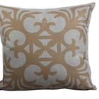 Capa De Almofada Linho Arabesco Bege 45x45
