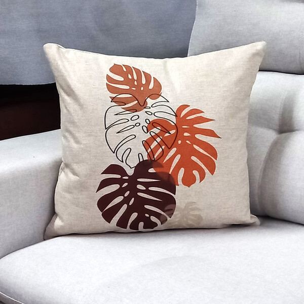 Capa De Almofada Linho Costela De Adao Terracota 45x45