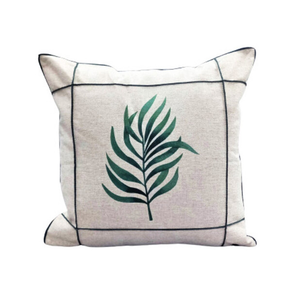 Capa De Almofada Linho Folha Coqueiro Verde 45x45