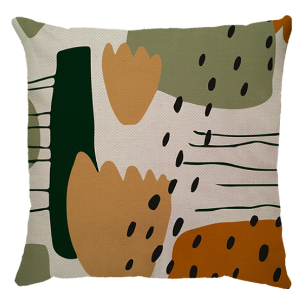 Capa De Almofada Linho Tulipa Laranja E Verde