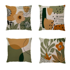 Capa De Almofada Linho Tulipa Laranja E Verde