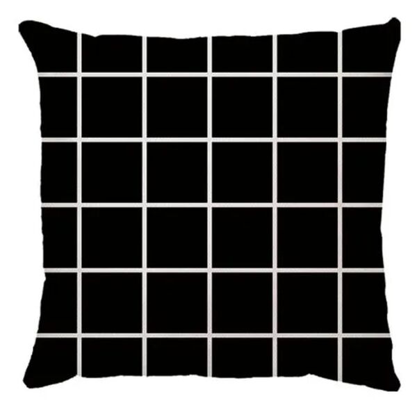 Capa De Almofada Minimalista Grid Preto 45x45cm