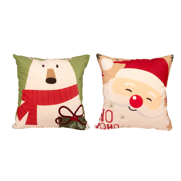 Capa De Almofada Natalina Estampada 2 Unidades Tecido Suede 4