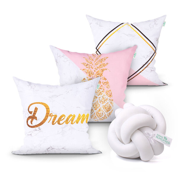 Capa De Almofada Para Quarto Branca Estampada Kit 3 Unidades