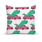 Capa De Almofada Para Sofá 40x40 Dinossauro Carro Branco