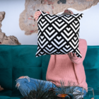 Capa De Almofada Para Sofá 40x40 Preto E Branco Branco