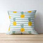 Capa De Almofada Para Sofá Sala 40x40 Abacaxi Listras Branco