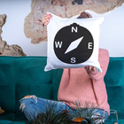 Capa De Almofada Para Sofá Sala 40x40 Bússola Branco