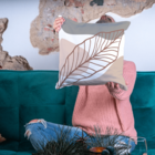 Capa De Almofada Para Sofá Sala 40x40 Folha Boho Branco