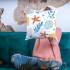 Capa De Almofada Para Sofá Sala 40x40 Fundo Do Mar Branco