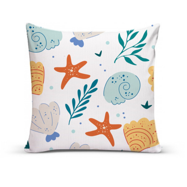 Capa De Almofada Para Sofá Sala 40x40 Fundo Do Mar Branco