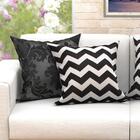 Capa De Almofada Preta Chevron 4 Unidades 60cm X 60cm Tecido