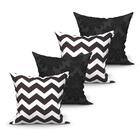 Capa De Almofada Preta Chevron 4 Unidades 60cm X 60cm Tecido