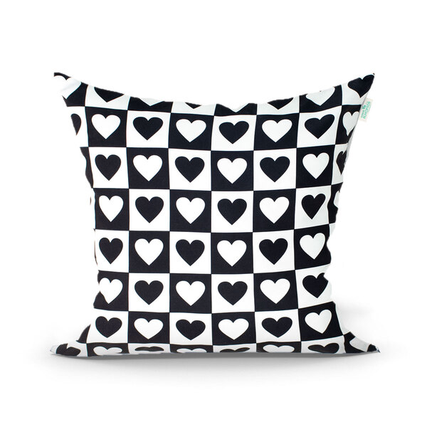 Capa De Almofada Preta Coração Estampada Para Sala Ou Quarto