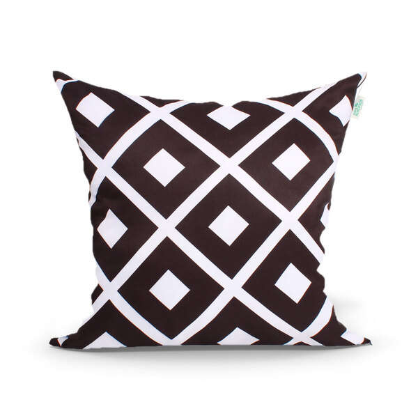 Capa De Almofada Preta Estampada Geométrica 45cm X 45cm Com Z