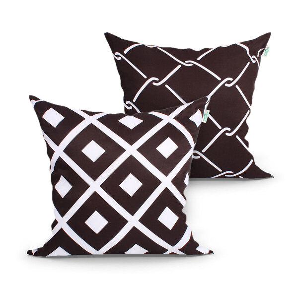 Capa De Almofada Preta Estampada Geométrica Kit Com 2 Unidade