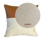 Capa De Almofada Quadrada Em Linho E Couro