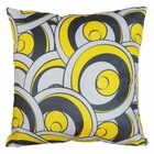 Capa De Almofada Suede Círculos Amarelo Com Cinza 44x44