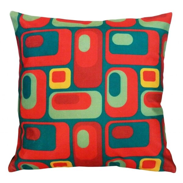 Capa De Almofada Suede Retângulos Verde Com Vermelho 44x44