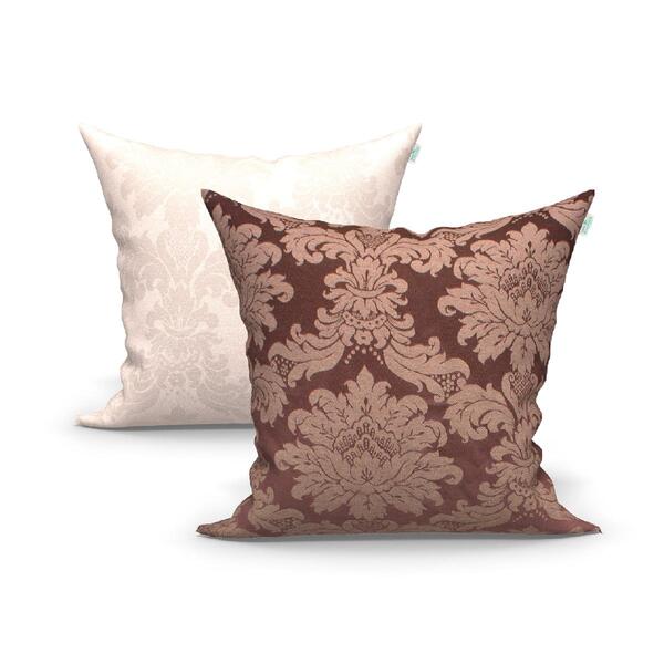 Capa De Almofada Tabaco / Bege 2 Unidades 60cm X 60cm Tecido