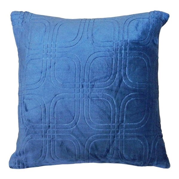 Capa De Almofada Veludo Quadros Azul 45x45