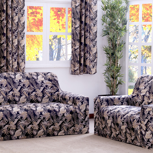 Capa De Sofá Adere Floral Preto 02 E 03 Lugares [f101]