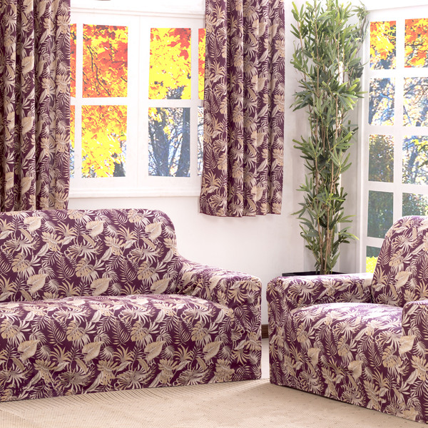 Capa De Sofa Adere Floral Vinho 02 E 03 Lugares [f101]