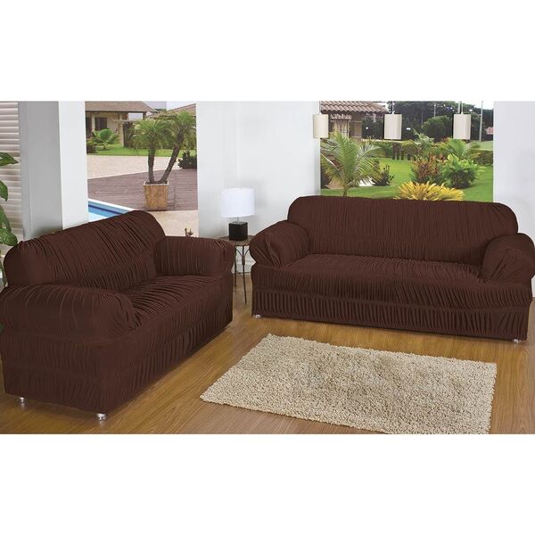 Capa De Sofá Marcela Para 2 E 3 Lugares 21 Elásticos Tecido M