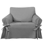 Capa De Sofá Mistero 1 Lugar Brim Peletizado Cor Cinza Grafite
