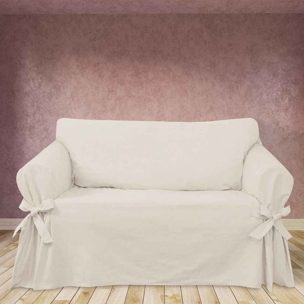 Capa De Sofá Mistero 3 Lugares Tecido Gorgurão Cor Crua