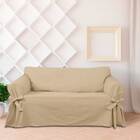 Capa De Sofá Mistero 5 Lugares Brim Peletizado Cor Bege