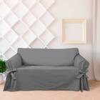 Capa De Sofá Mistero 5 Lugares Tecido Gorgurão Cor Cinza Graf