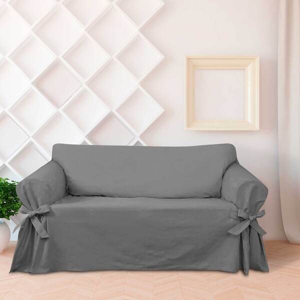 Capa De Sofá Mistero 5 Lugares Tecido Gorgurão Cor Cinza Graf