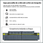 Capa De Sofá Retrátil 2 Lugares Gorgurão Até 1,95m Cru