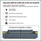 Capa De Sofá Retrátil 3 Lugares Gorgurão Até 2,35m Bege