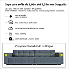 Capa De Sofá Retrátil 3 Lugares Gorgurão Até 2,35m Bege