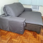 Capa De Sofá Retrátil 3 Lugares Gorgurão Até 2,95m Grafite