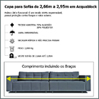 Capa De Sofá Retrátil 3 Lugares Impermeável Até 2,95m Grafite