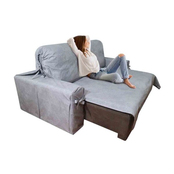 Capa De Sofá Retrátil 3 Lugares Impermeável Até 2,95m Grafite