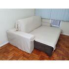 Capa De Sofá Retrátil  4 Lugares Gorgurão  Até 3,25m Bege